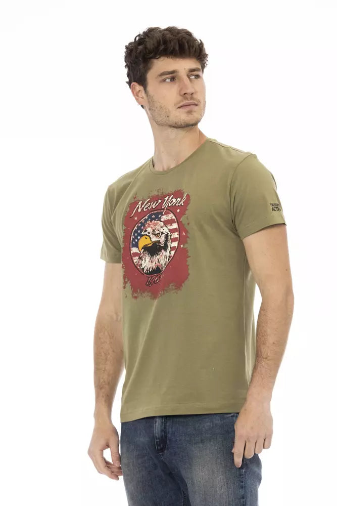 Camiseta estampada de manga corta verde Trussardi Action Chic