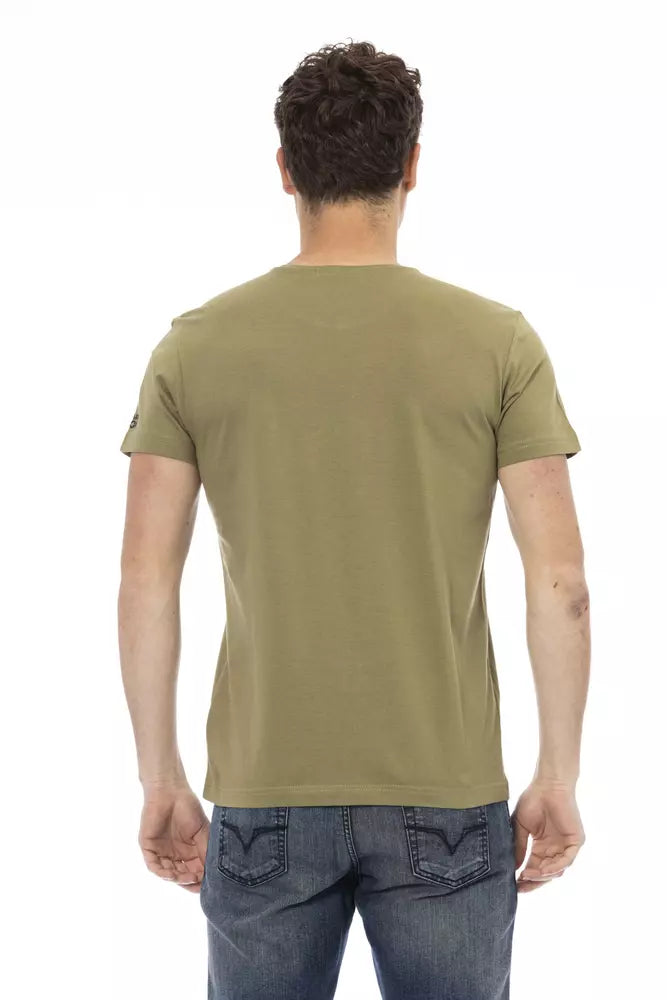 Camiseta estampada de manga corta verde Trussardi Action Chic