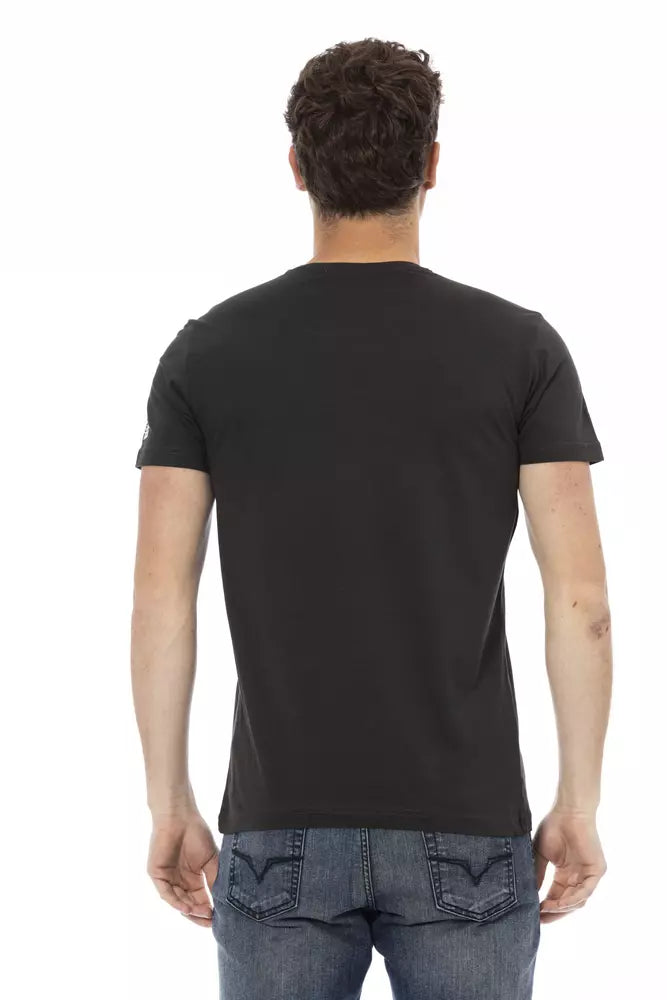 Camiseta con estampado elegante en negro Trussardi Action: la elegancia informal redefinida