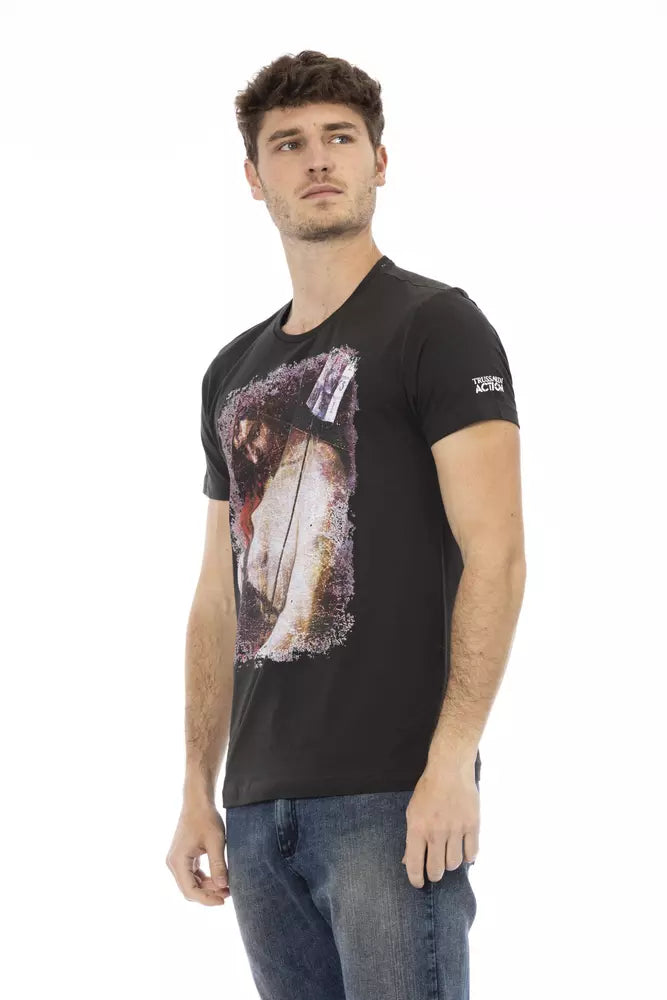 Camiseta informal de manga corta negra Trussardi Action Elevated