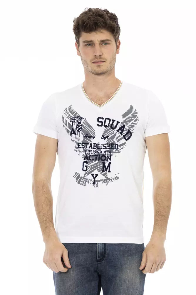 Trussardi Action Realza tu estilo informal: camiseta de manga corta con cuello en V