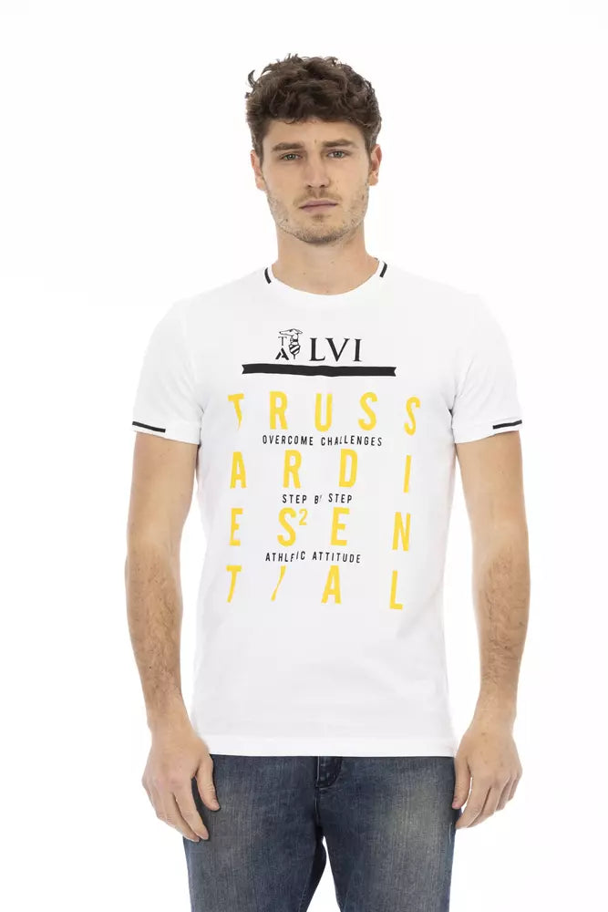 Elegante camiseta blanca con estampado artístico en el frente Trussardi Action