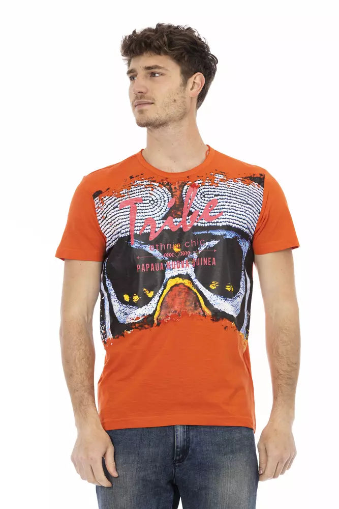 T-shirt à col rond Trussardi Action Vibrant Orange avec imprimé