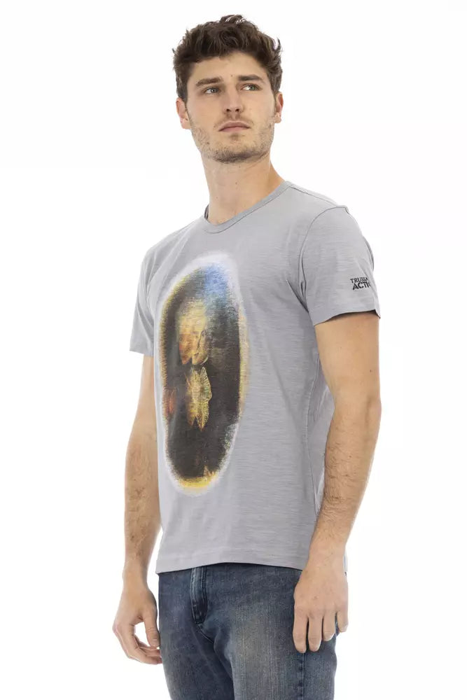 T-shirt Trussardi Action Chic en coton mélangé gris pour homme