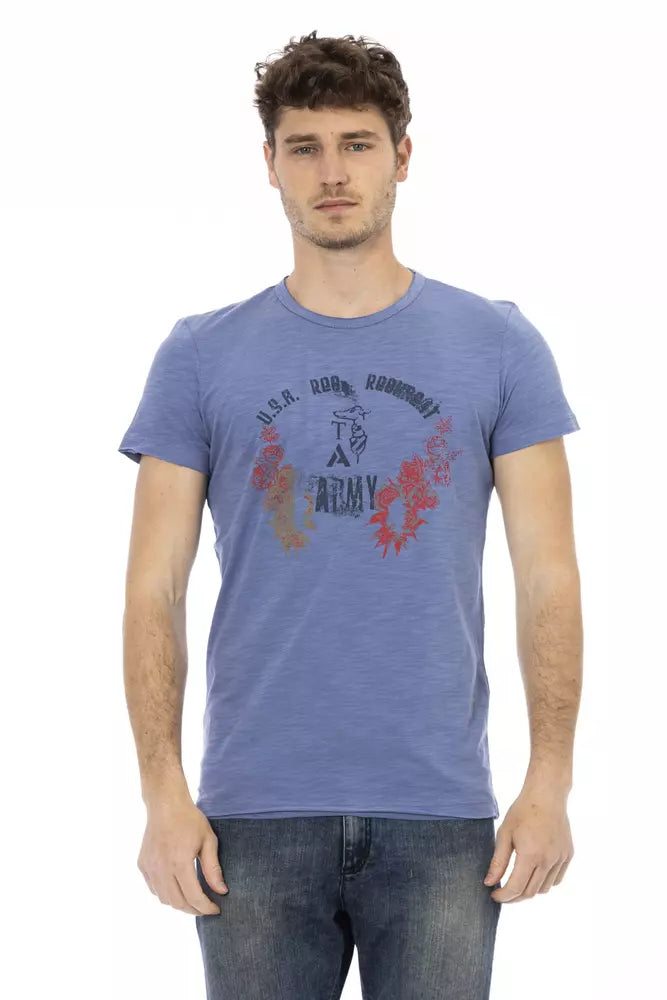 Camiseta de manga corta de algodón azul Trussardi Action Chic