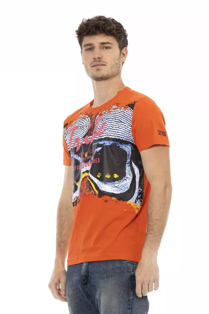 Camiseta de cuello redondo con estampado naranja vibrante Trussardi Action