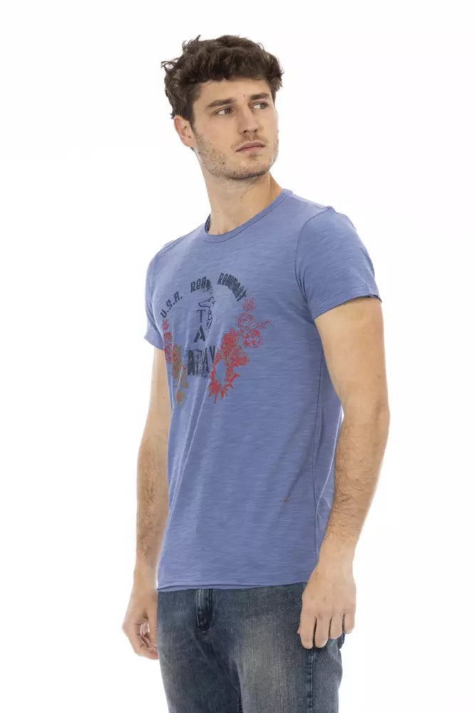 T-shirt Trussardi Action Chic bleu à manches courtes en coton mélangé