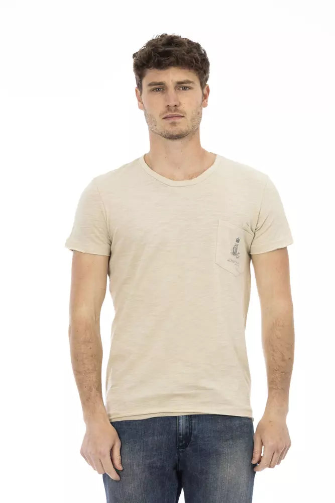 Camiseta con bolsillo en el pecho en color beige Trussardi Action: elegancia informal