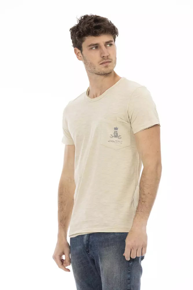 Camiseta con bolsillo en el pecho en color beige Trussardi Action: elegancia informal