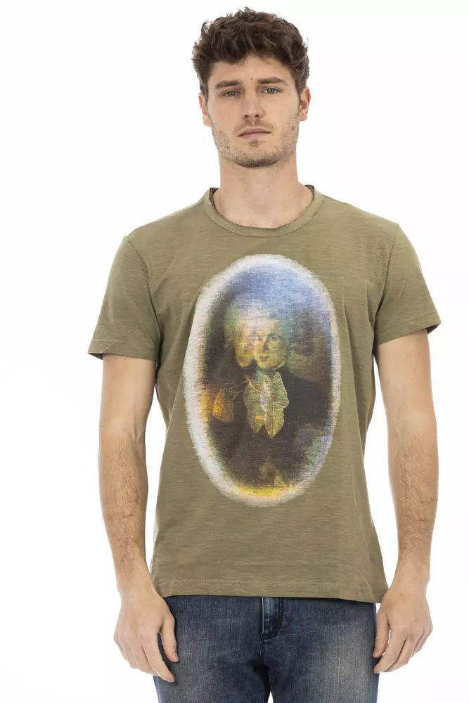 T-shirt Trussardi Action en coton vert émeraude avec imprimé sur le devant