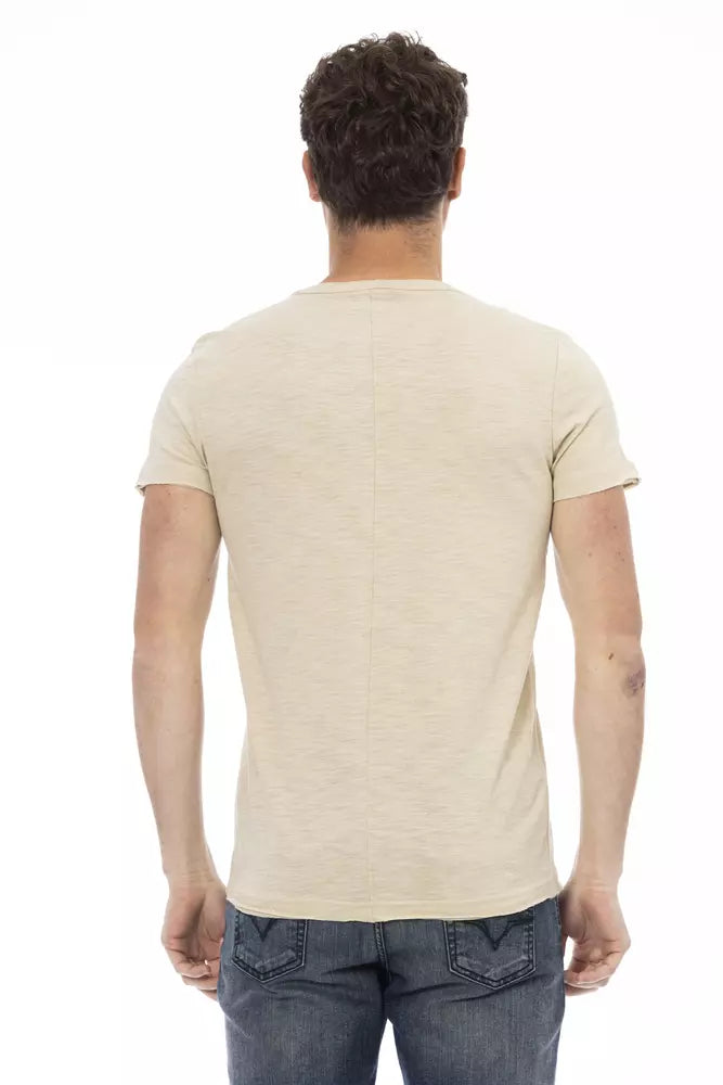 Camiseta con bolsillo en el pecho en color beige Trussardi Action: elegancia informal