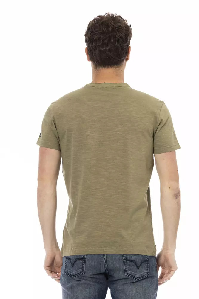 T-shirt Trussardi Action en coton vert émeraude avec imprimé sur le devant