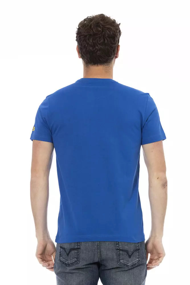 Elegante camiseta azul con estampado frontal Trussardi Action