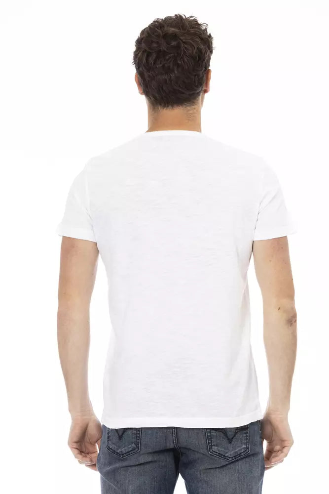 T-shirt blanc Trussardi Action Chic avec imprimé sur le devant