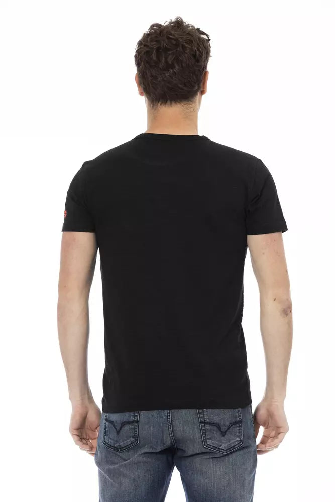 Trussardi Action Elevate Your Style: camiseta negra con estampado llamativo