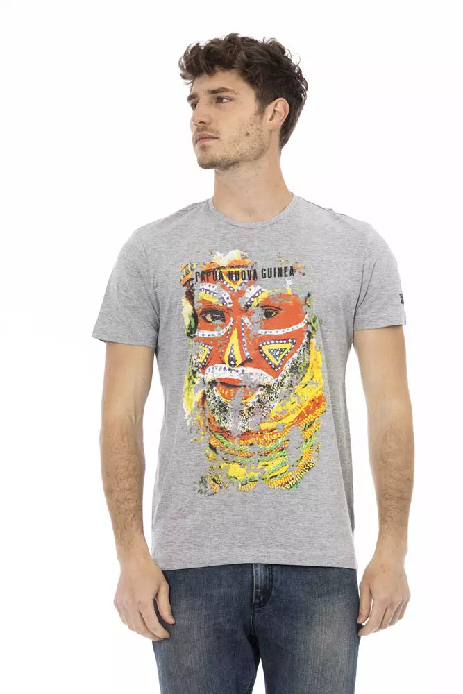 Camiseta elegante de manga corta gris Trussardi Action para hombre