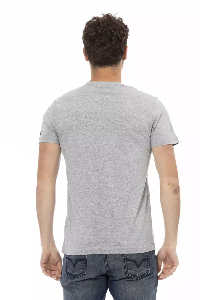 Camiseta elegante de manga corta gris Trussardi Action para hombre