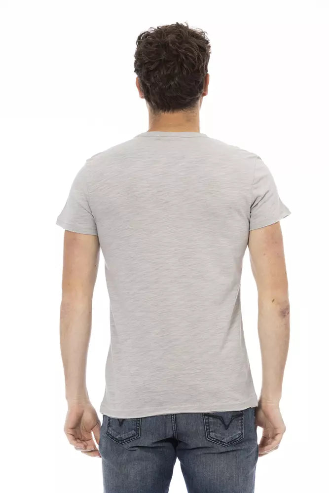 T-shirt gris élégant à manches courtes avec imprimé Trussardi Action