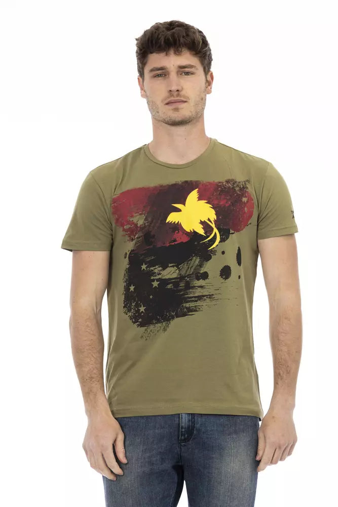 Camiseta de manga corta verde elegante con estampado elegante Trussardi Action