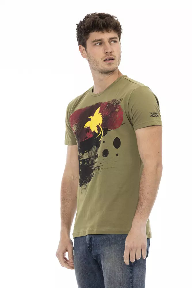 Camiseta de manga corta verde elegante con estampado elegante Trussardi Action