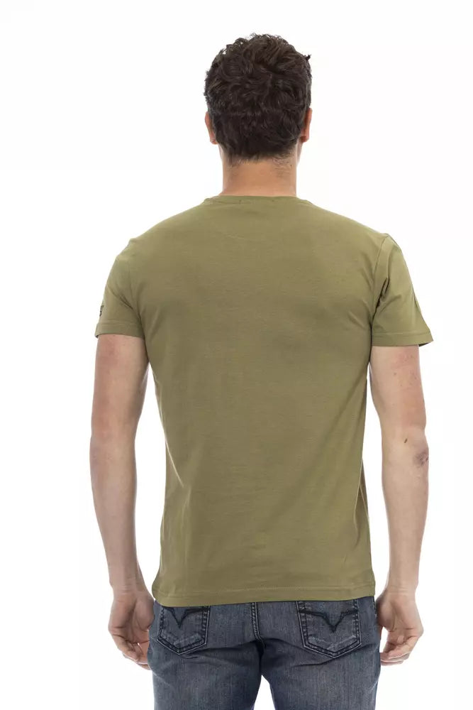 T-shirt Trussardi Action Sleek vert à manches courtes avec imprimé chic