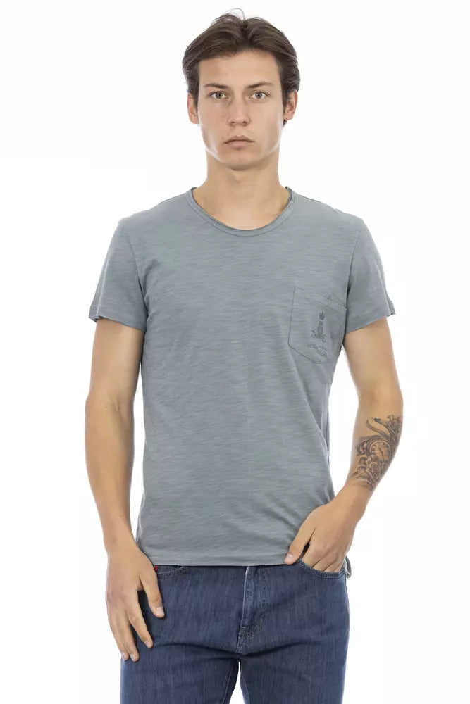 Camiseta gris con bolsillo y estampado exclusivo Trussardi Action Chic