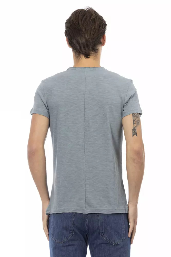 Camiseta gris con bolsillo y estampado exclusivo Trussardi Action Chic