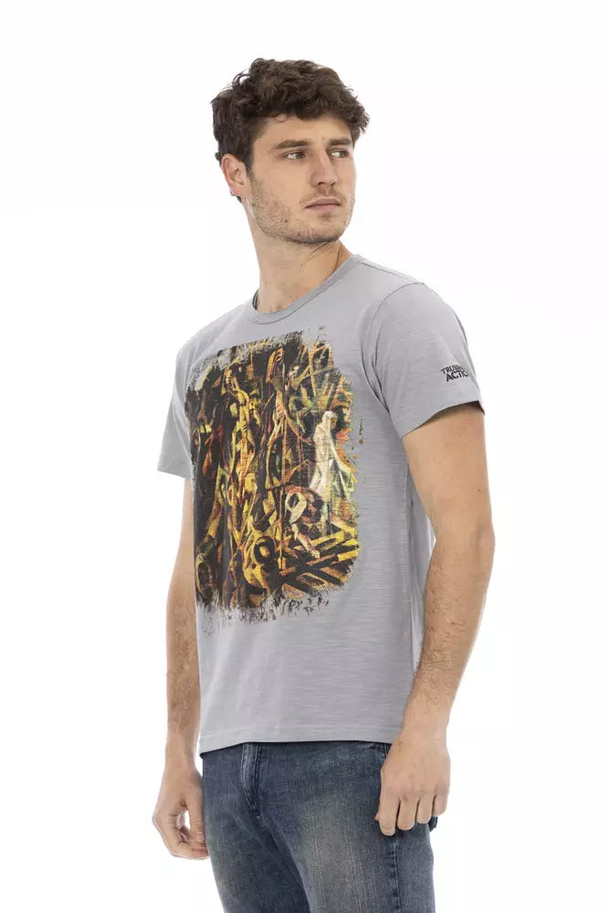 Camiseta de manga corta gris Trussardi Action Chic con estampado exclusivo