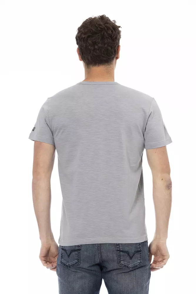 T-shirt gris à manches courtes Trussardi Action Chic avec imprimé unique