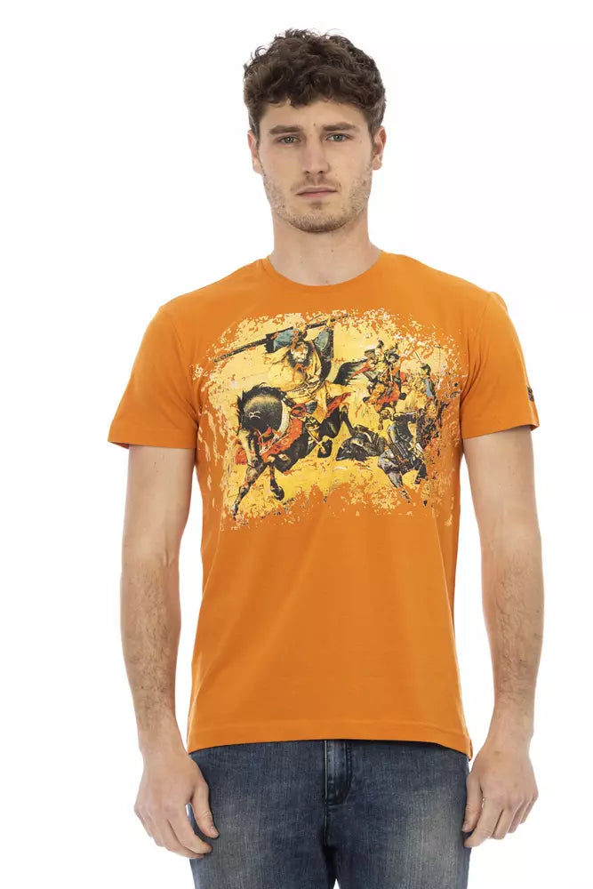 Camiseta elegante de cuello redondo y manga corta color naranja Trussardi Action