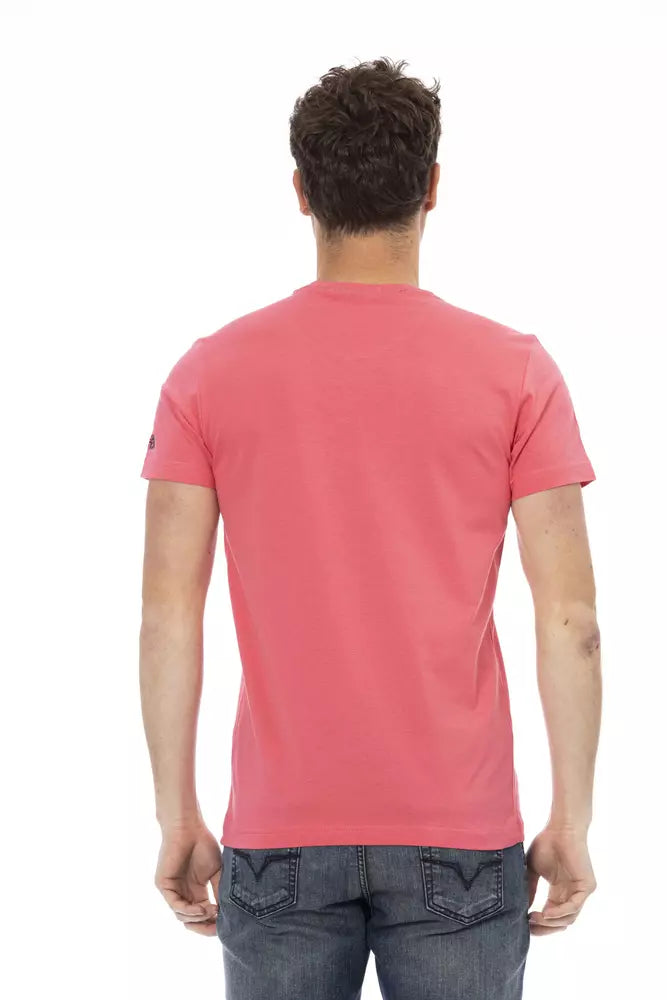 Camiseta de manga corta Trussardi Action Chic en color rosa con estampado exclusivo en el frente