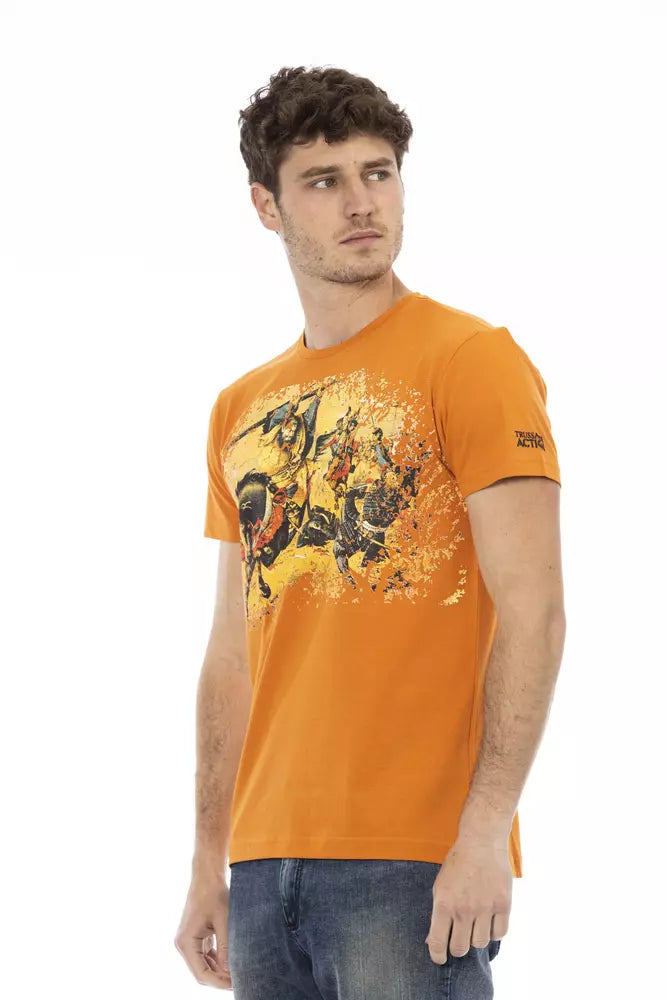 Camiseta elegante de cuello redondo y manga corta color naranja Trussardi Action