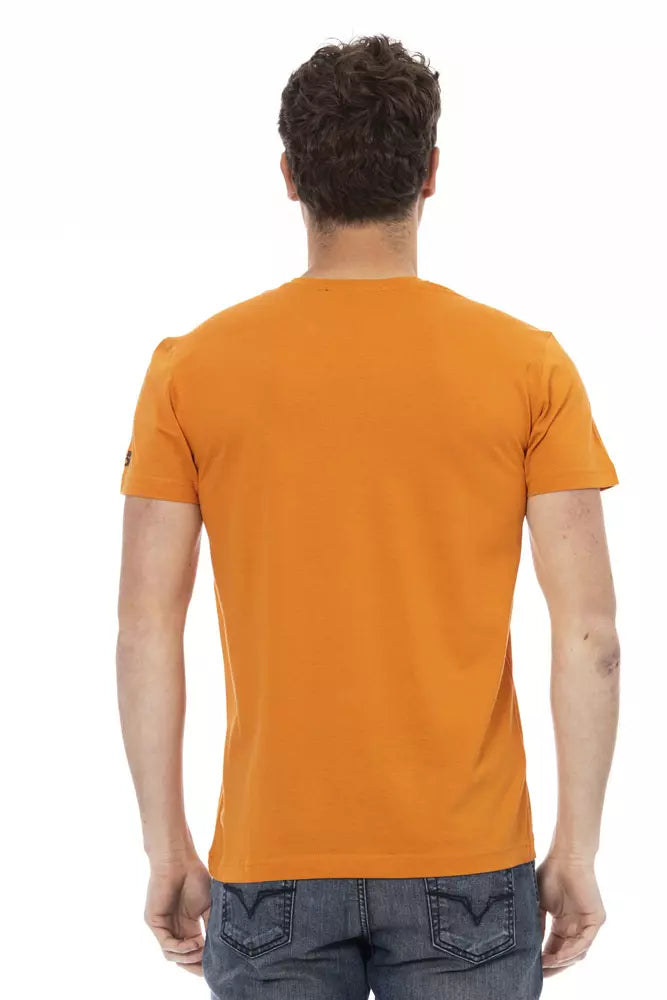 Camiseta elegante de cuello redondo y manga corta color naranja Trussardi Action