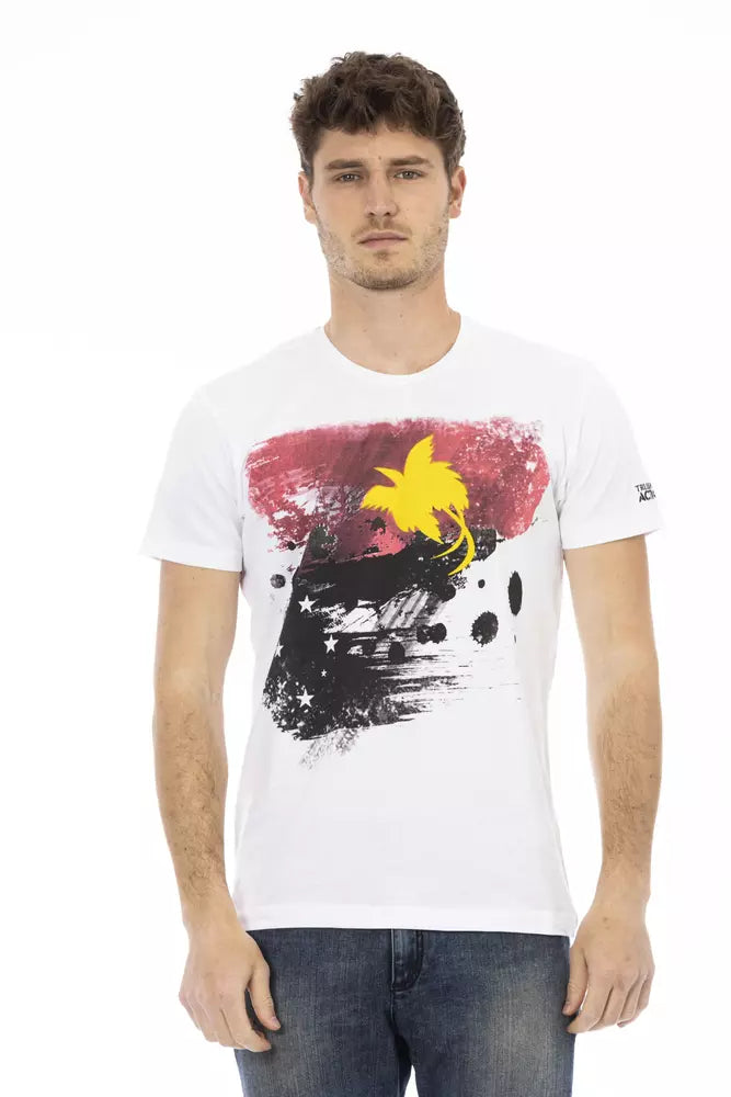 Camiseta blanca de verano elegante con estampado gráfico Trussardi Action