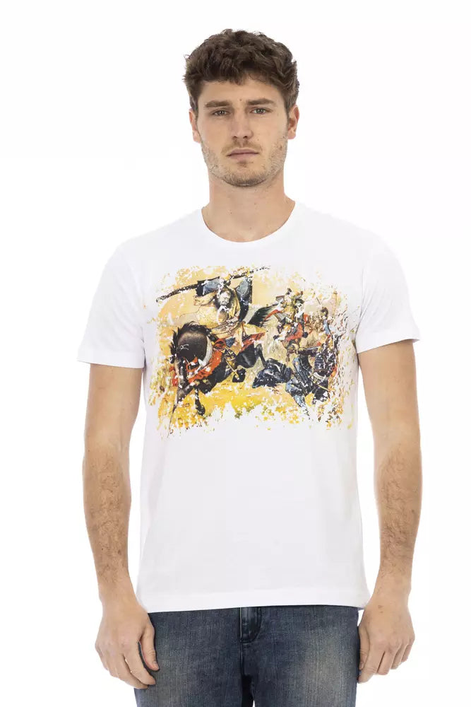 T-shirt blanc décontracté Trussardi Action Elevated avec accent graphique