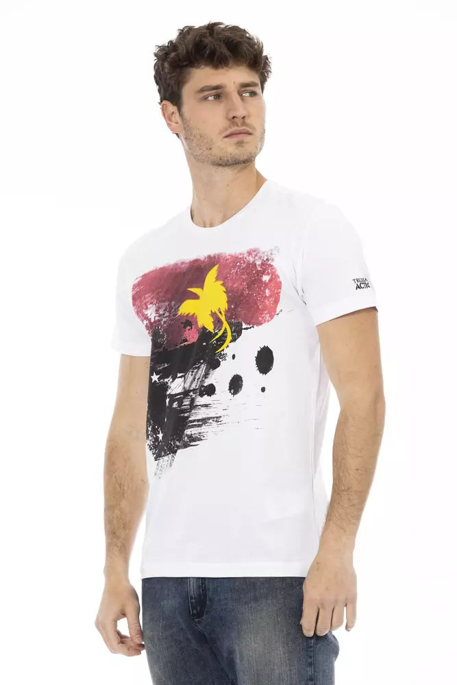 Camiseta blanca de verano elegante con estampado gráfico Trussardi Action