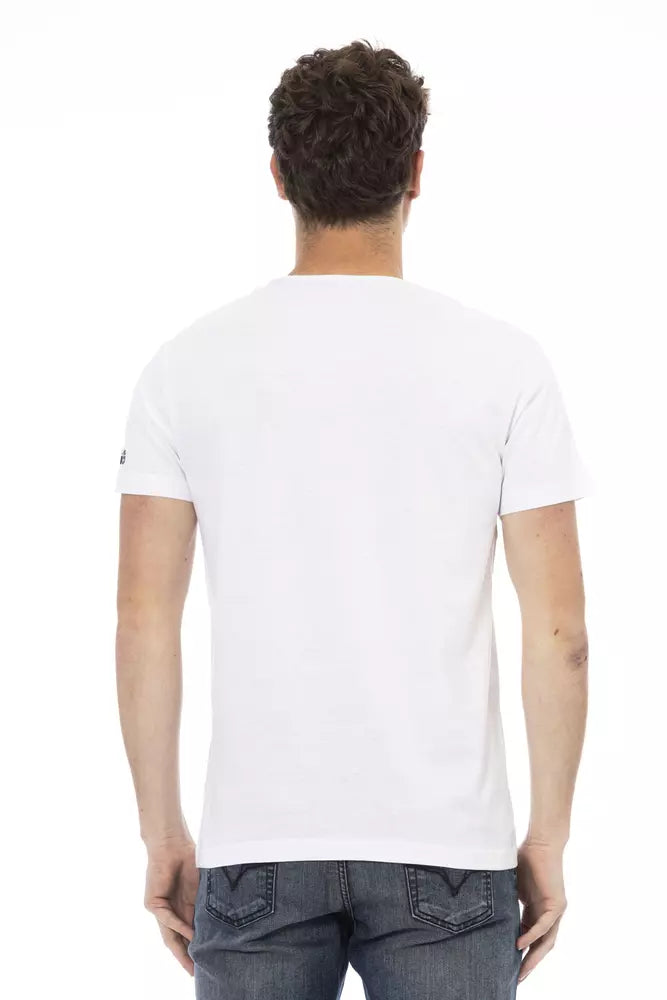 T-shirt blanc à col rond en coton Trussardi Action Chic