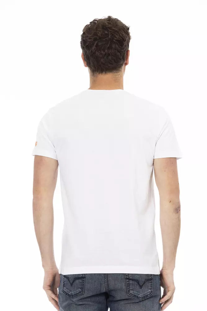 T-shirt blanc décontracté Trussardi Action Elevated avec accent graphique