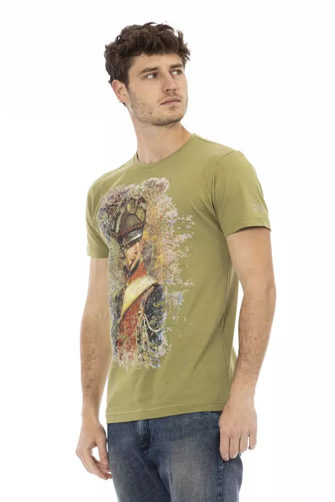 T-shirt vert à manches courtes Trussardi Action Chic avec imprimé sur le devant