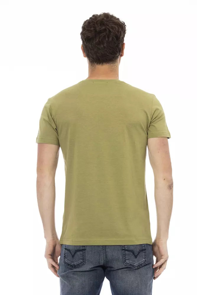 T-shirt vert à manches courtes Trussardi Action Chic avec imprimé sur le devant