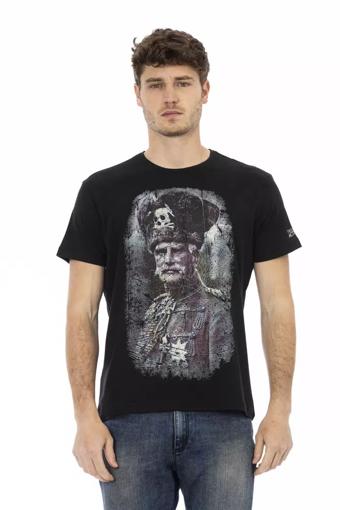 Camiseta gráfica elegante negra con estilo artístico de Trussardi Action