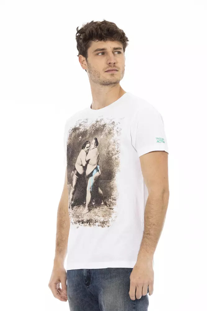 Camiseta elegante de mezcla de algodón blanca Trussardi Action