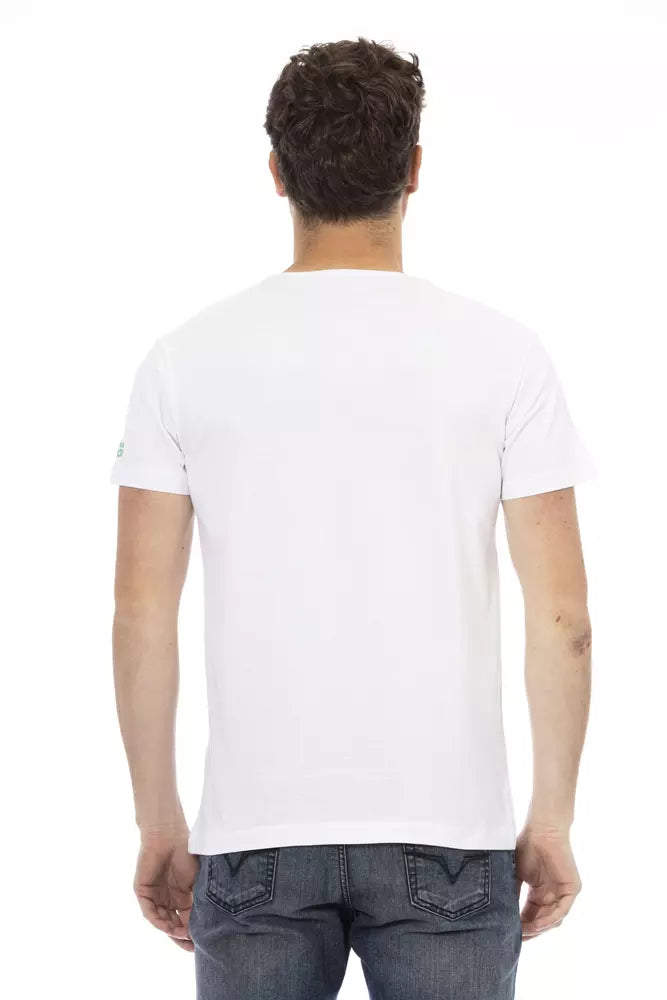 Camiseta elegante de mezcla de algodón blanca Trussardi Action