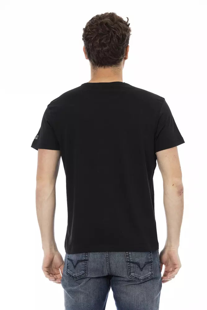 T-shirt graphique noir Trussardi Action Sleek avec une touche artistique