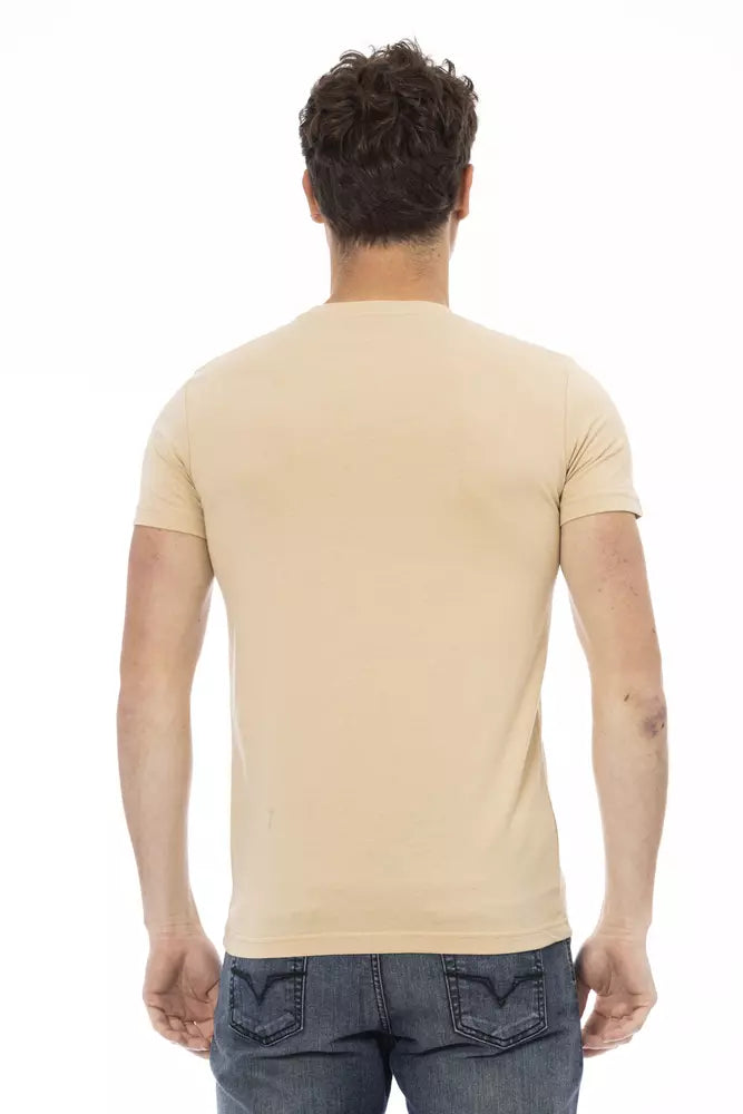 Camiseta de manga corta Trussardi Action beige con estampado elegante