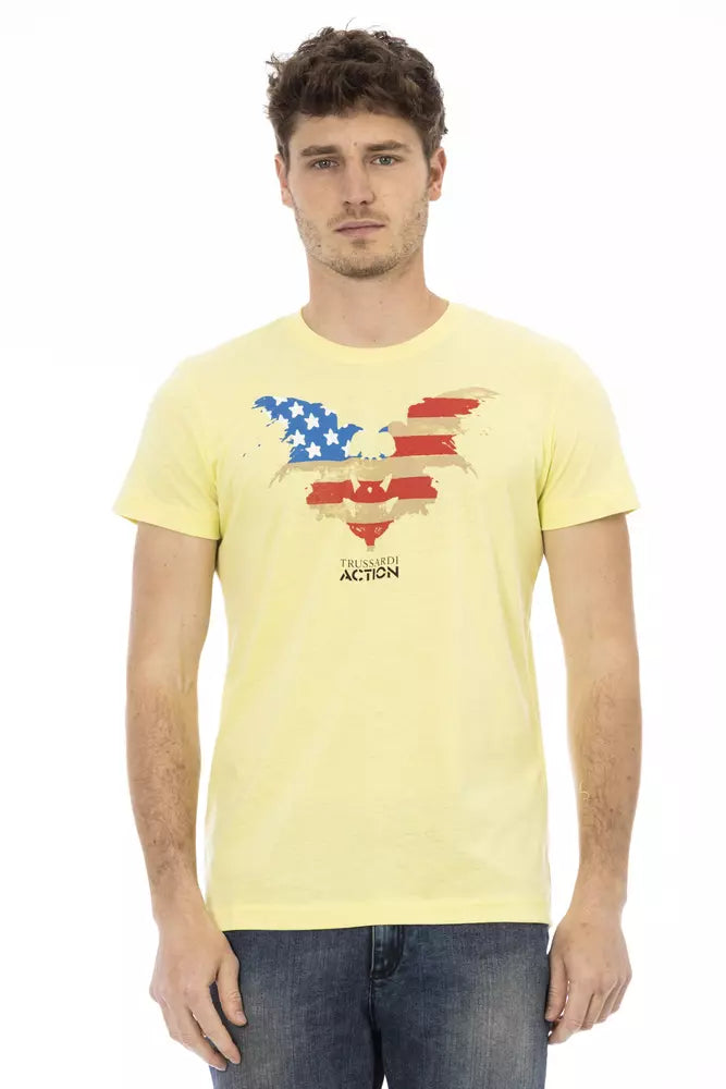 Camiseta informal amarilla con estampado gráfico Action Sunshine de Trussardi