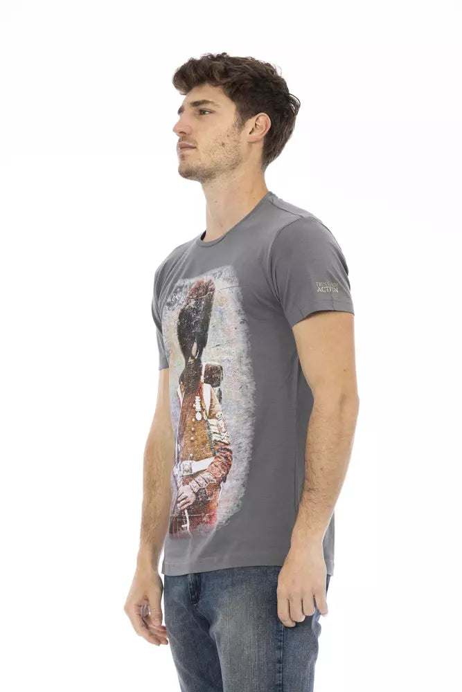 T-shirt gris à manches courtes et col rond Trussardi Action Chic