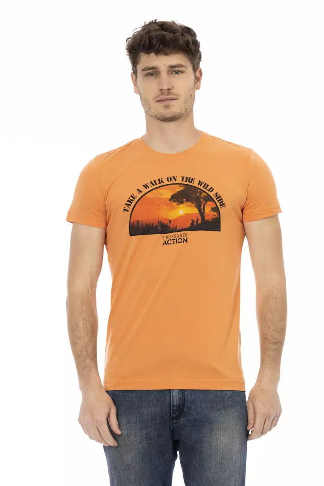 Camiseta de manga corta estampada naranja Trussardi Action Chic