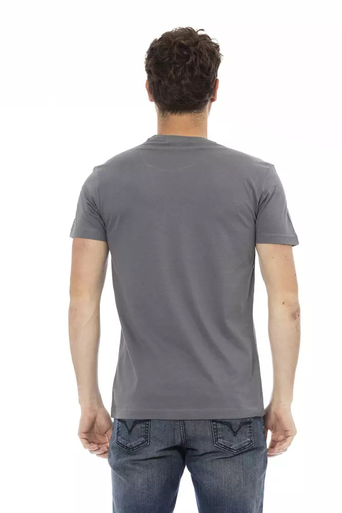 T-shirt gris à manches courtes et col rond Trussardi Action Chic