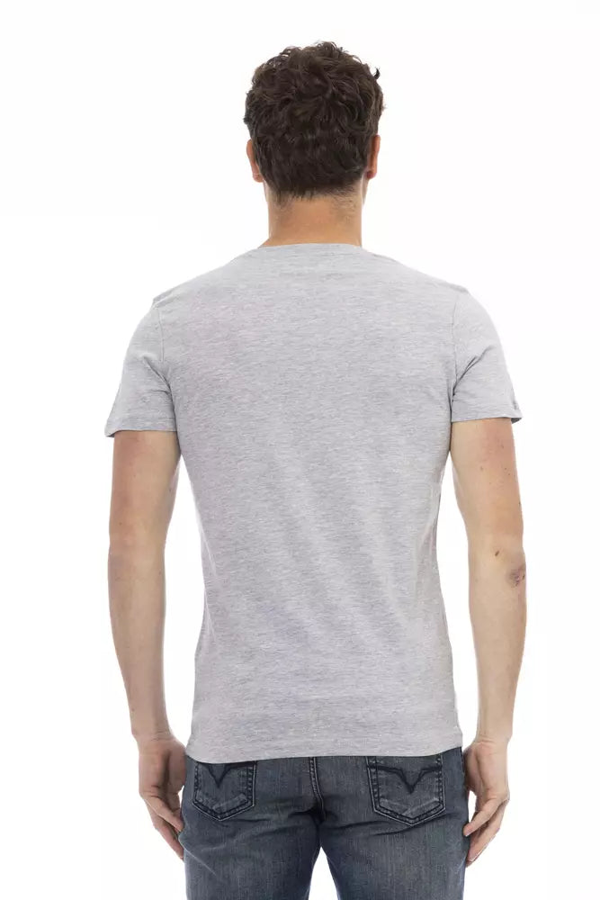 Camiseta gris sofisticada Trussardi Action con estampado elegante en el frente